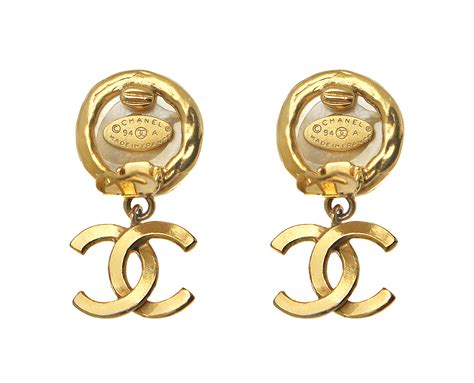 chanel logo clip on earrings